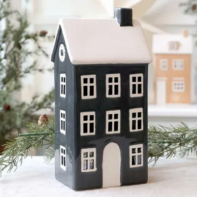 Produktbild von Chic Antique Lichthaus CHARCOAL Grau CHAMONIX Haus für Teelicht 25 cm