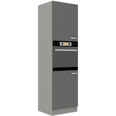 A tall kitchen cabinet with an integrated oven.