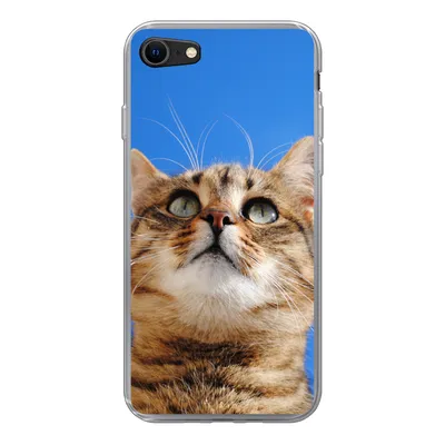 Produktbild von MuchoWow® Handyhülle Schutzhülle Hülle für iPhone 8 Katze - Braun - Luft - Mädchen - Jungen - Kinder Silikon Softcase Handy Hülle - Schutzhaube