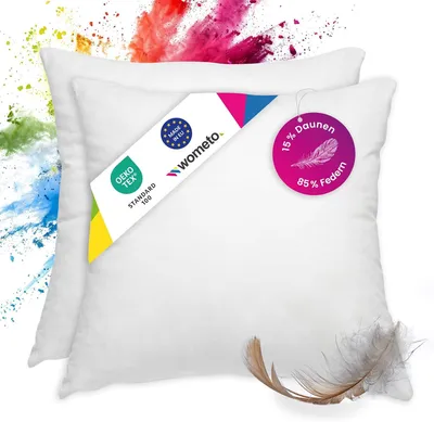 Produktbild von Kissen Set 2-teilig, 40x40 cm, 85% Federn 15% Daunen, Baumwollbezug, für Sofa und Garten