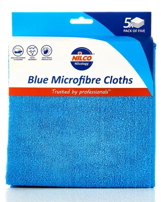 Productafbeelding van Nilco microvezeldoeken, blauw, 5-pack, zacht, niet schurend en zeer absorberend