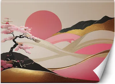 Produktbild von Vlies fototapete Asiatische abstrakte Landschaft 100x70 cm Feeby Rosa inkl. Kleber einfache Montage