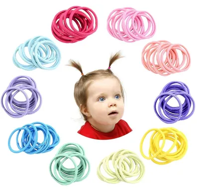Productafbeelding van 200 stuks kleurrijke elastische haarbandjes, multicolor, 2 mm breed, geschikt voor kinderen