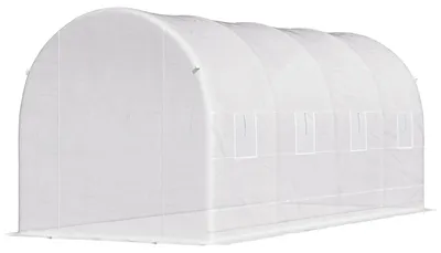 Produktbild von 5 x 2 x 2 m gro?er Gartentunnel mit Stahlrahmen und wei?er Polyethylenfolie