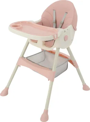 Immagine prodotto di Seggiolone pieghevole - Seggiolone 3 in 1 - Doppio ripiano per il cibo - Schienale e vassoio regolabili in 3 posizioni - Seduta imbottita - Fino a 15 kg - 6-36 mesi - Rosa