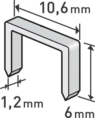 Zdjęcie produktu dla Zszywki, opakowanie 1000 sztuk, 6mm, 10,6x0,52x1,2mm