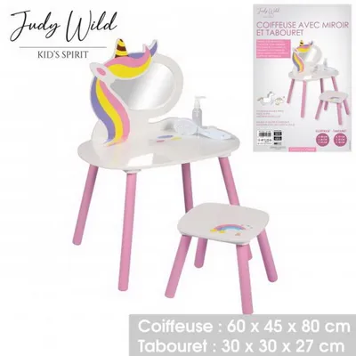 Produktbild von Judy Wild Kids Spirit SWEET UNICORN Einhorn Frisier-Tisch mit Hocker 151301