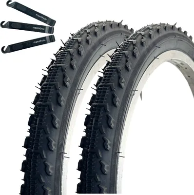Image de 2 pneus de vélo VEE Rubber V185 20" noir 50-406 (20 x 1,95) avec démonte-pneu maxxi4you inclus