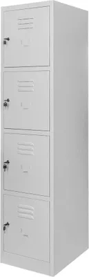 Zdjęcie produktu dla Szafka ubraniowa skrytkowa BHP metalowa Mega-M J-40/4 4-drzwiowa szara 40x50x180cm skręcana