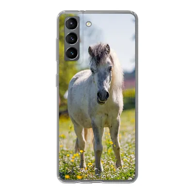Produktbild von MuchoWow® Handyhülle Schutzhülle Hülle für Samsung Galaxy S21 Pferd - Blumen - Licht Silikon Softcase Handy Hülle - Softcase