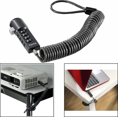 Zdjęcie produktu dla Hama Combination Lock for Netbooks, 4 digits, anthracite, Czarny, Netbooks