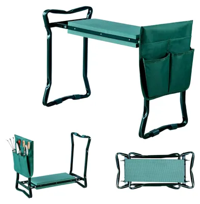 Produktbild von Kniebank Gartenhocker klappbar mit EVA-Schaumkissen, Arbeitshocker für den Garten bis 150 kg mit Werkzeugtasche