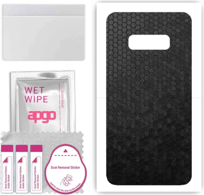 Produktbild von apgo Rückseite Schutzfolie, Skin, kompatibel mit Samsung Galaxy S10e, Hinten Displayschutzfolie aus Vinylfolie, kratzfest, einfache Montage - Schwarze Honigwabe