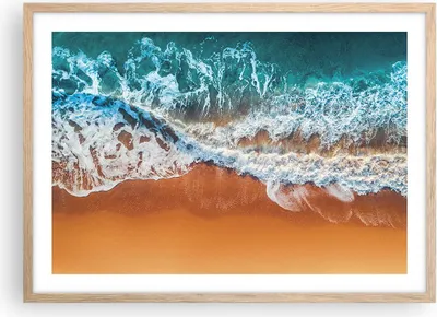 Produktbild von Gerahmtes Poster - Rahmen in heller Eiche - Sand Wasser Strand - 70x50 cm - Wand Bild - Wanddeko - Wandbilder - Kunstposter - Wandposter - Bilderrahmen - Bilder - Kunstdruck - P2NAA70x50-5021