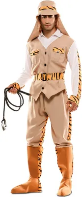 Safari Wendekostüm Tiger Jäger für Herren Gr. M-XL braun orange Zwei in Eins-Kostüm Spaßkostüm Fasching Karneval Mottoparty