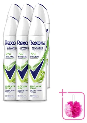 Obrázek produktu pro 6 kusů deodorantu Rexona ve spreji, vůně Aloe Vera, objem 150 ml, výhodná sada