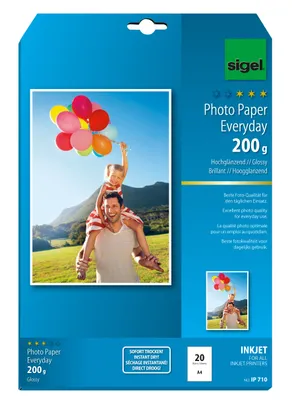 Productafbeelding van SIGEL IP710 Inkjet fotopapier, Everyday - A4, glanzend, 200 g/m², 20 vellen
