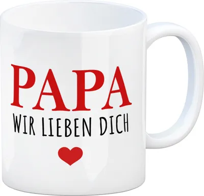 Produktbild von Papa wir lieben dich Kaffeebecher in rot mit Herz