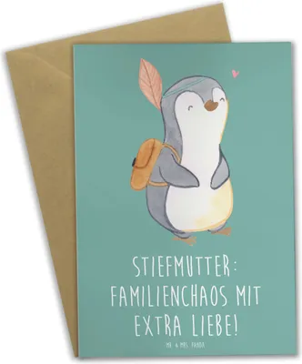 Produktbild von Mr. & Mrs. Panda Grußkarte Stiefmutter Liebe - Meeresbrise - Geschenk, Beziehung, hochzeitskarten, Weisheit, weihnachtskarten, Stiefkind, glückwunschkarten, handgemacht