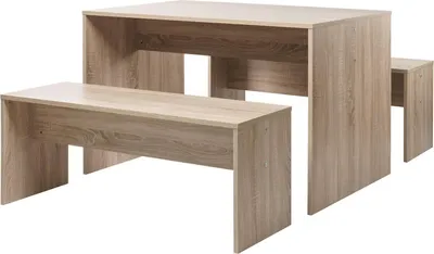 Produktbild von Tischgruppe Essgruppe Sitzgruppe Tischset Esszimmermöbel (3-teilig) "Bellevue I" Sonoma-Eiche