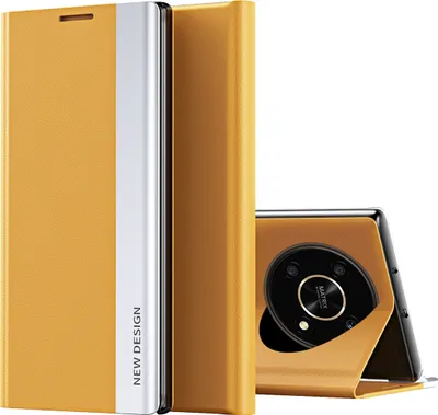 Produktbild von Honor X9 Hülle, Leder PolyurethanMagnetisch Klapp Stand Schutzhülle für Honor X9 Gelb