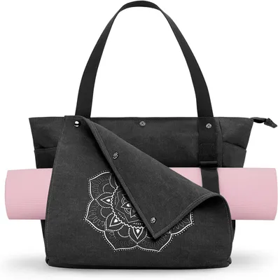 Productafbeelding van Yogamat draagtas van canvas met meerdere vakken, beige mandala-patroon, 51 x 13 x 36 cm