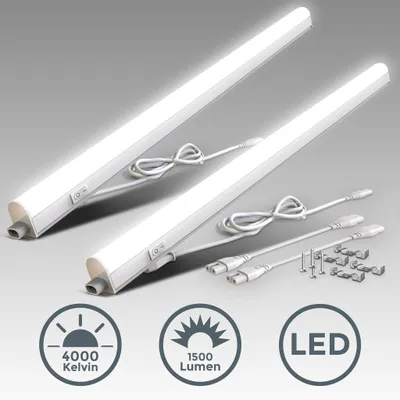 2x LED svetlo pod skrinku 15W 87cm svetelný pás osvetlenie kuchynskej linky biela