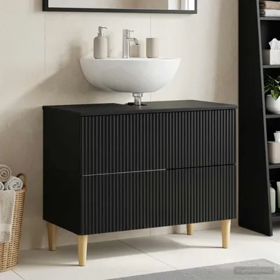 Obrázok produktu pre Maison Exclusive – Skrinka pod umývadlo ARNHEM, čierna, 82 x 41 x 59 cm, drevotrieska