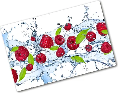 Produktbild von Tulup Glas Herdabdeckplatte - 80x52 cm - Glaskeramikkochfeld-Abdeckung Spritzschutz Glasabdeckplatte - Einteilig - Essen & Getränke - Himbeeren und Wasser - Rot