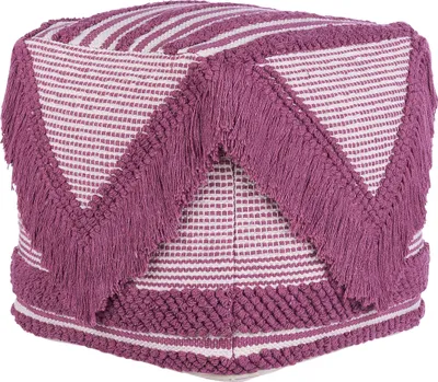 Obrázok produktu pre BELIANI Taburetka ružová polyester bavlna 47 x 49 cm štvorcový tvar geometrický vzor so strapcami boho moderný štýl obývačka spálňa