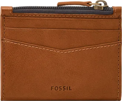 Produktbild von FOSSIL Leder Geldbörse Andrew Magnetic Zip Card Case Saddle hellbraun