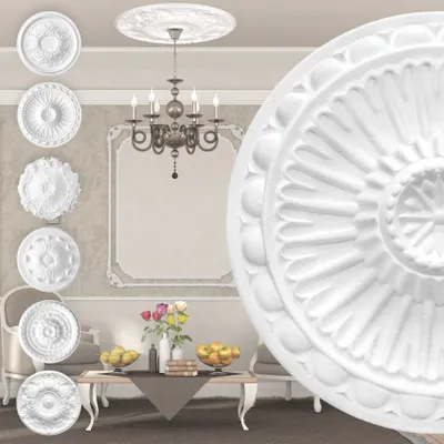 Produktbild von MARBET DESIGN Stuckrosette aus EPS Styropor - Deckenrosette weiß, Zierelement, Stuck (R-16, Ø 28cm) Wanddeko Wohnzimmer Decke Polystyrol rund