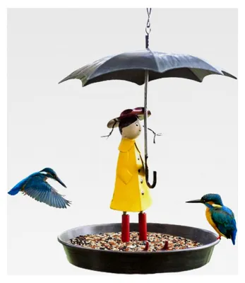 Produktbild von Futterstation für Wildvögel mit Regenschirm und hängender Vogeltränke für Garten und Hof