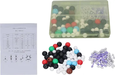 Obrázek produktu pro Sada modelů chemických molekul, barevné kuličky z PP, struktura H-C-O-N-Cl-Br pro školní laboratorní výuku
