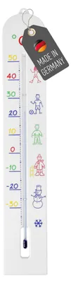 Produktbild von Kinderzimmerthermometer 40cm Temperatur -35 bis 50°C Analog Kunststoff Farbe Weiß Farbig bedruckt Innen Kinderzimmer Thermometer Kinder Zimmer