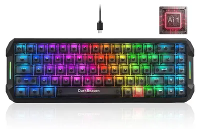 Produktbild von Flux68 HE Rapid Trigger Gaming Tastatur KI-Software Hall Effect Magnetic Switches Einstellbarer Auslösepunkt 8000 Hz RGB Kabelgebundene 68 Tasten