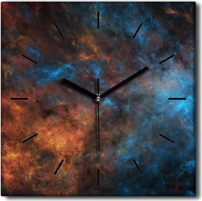 Produktbild von Coloray Uhr auf Leinwand 30x30 cm Wand Uhr Dekoration Wohnzimmer Segeltuch schwarze Hände -Landschaftskosmos.