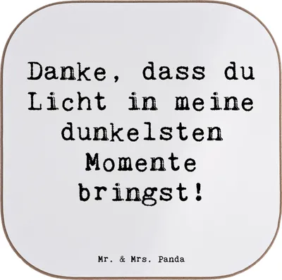 Produktbild von Mr. & Mrs. Panda Tischuntersetzer Spruch Herztherapeut Licht - Weiß - Geschenk, Untersetzer für Gläser, Danke, dass du in meine dunkelsten Momente bringst, Aufmerksamkeit
