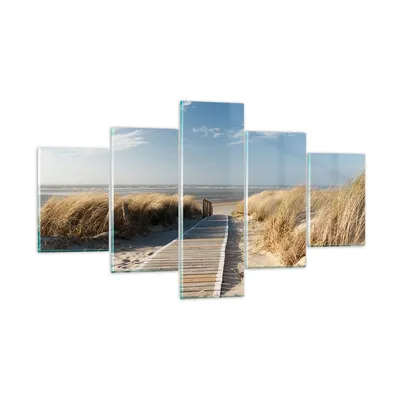 Produktbild von Bilder auf glas - Strand Meer Fußgängerbrücke Ufer - 125x70cm - Glasbilder - Wandbilder - Kunstdruck - zum Aufhängen bereit - Wanddekoration aus Glas - Glas Bilder - Wandbild auf Glas - GEA125x70-2657