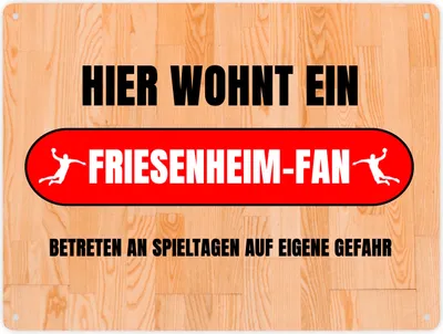 Produktbild von Hier wohnt ein Friesenheim-Fan Metallschild XXL in 28x38 cm mit Turnhallenboden
