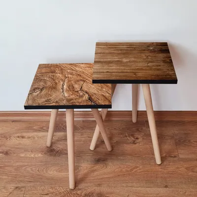 Productafbeelding van Skye Decor, 2Shp425 - Bruin, Set van twee bijzettafels, Bruin, 100% MDF, 35 x 35 x 47 cm