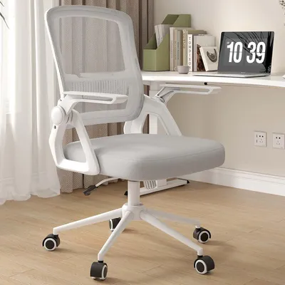 Obrázek produktu pro Ergonomická kancelářská židle ze síťoviny se sklopnými područkami a bederní opěrkou - šedá