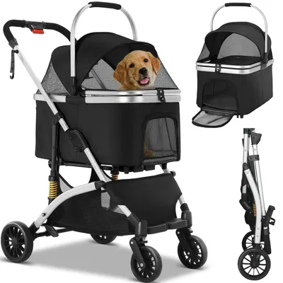 Produktbild von Tierwagen 2-in-1 – Hunde- und Katzenwagen – Transportbox – Transportwagen – Robustes Stahlgestell