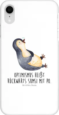 Produktbild von Mr. & Mrs. Panda Iphone XR Handyhülle Pinguin Lachen - Weiß - Geschenk, Haha, Lustiger Spruch, Premium Kunststoff, Lol, Handy Case, Optimismus, Funny