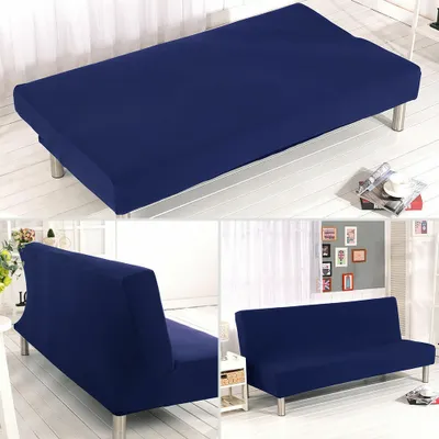 Obrázek produktu pro Topchances Stretch Futon Slipcover bez područek Kryt pohovky pro 3-sedák bez područek Rozkládací pohovka Futon Cover, tmavě modrá