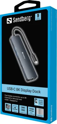 Produktbild von Sandberg 136-43 USB-C 6-in-1 PD 100W 8K DisplayDock
