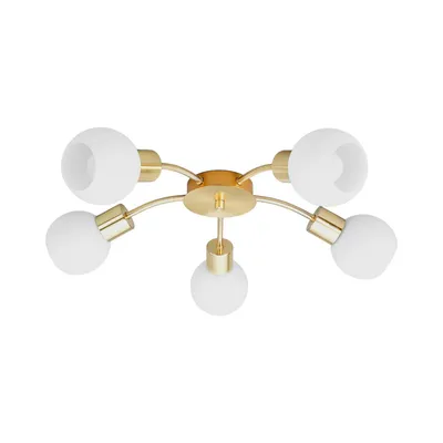 Produktbild von Lindby Deckenlampe Elaina, Ø54cm, 5-flg., messing, Glas, E14