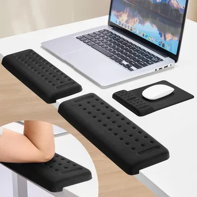 Immagine prodotto di Poggiapolsi tastiera e mouse - Memory foam - Antiscivolo - Nero - Per ufficio e gaming