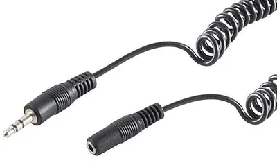 Image de 1aTTack.de, câble spiralé stéréo de 2,5 mètres, 3,5 mm, rallonge, couleur noire