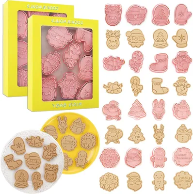 Productafbeelding van Kerstkoekjesvormen Set - Uitsteekvormen Bakken - Koekjes Versieren - 16 Verschillende Vormen - 16 Stuks - Multicolor